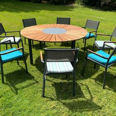 Solid Teak Table and matching chairs (8)