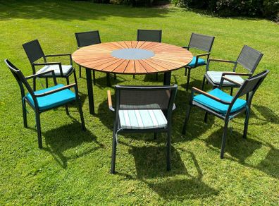 Solid Teak Table and matching chairs (8)