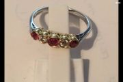 18ct White And Yellow Gold RUBY  And DIAMOND Ring