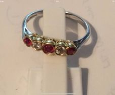 18ct White And Yellow Gold RUBY  And DIAMOND Ring