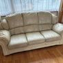 Cream leather couch (solid timber frame) Image 2