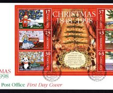 2002 Guernsey Christmas: 150th Anniversary of the Introduction of the Christmas Tree Miniature Sheet Commemorative Stamps Official First Day Cover (FDC)