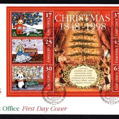 2002 Guernsey Christmas: 150th Anniversary of the Introduction of the Christmas Tree Miniature Sheet Commemorative Stamps Official First Day Cover (FDC)
