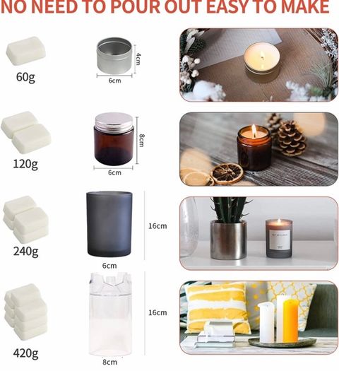 Candle Making Kit, DIY Candle Making Supplies, Enough Soy Wax for Making Candle, 50pcs Candle Wicks Stickers, 8 Color Dye Wax, 4pcs Insulation Mats, Candle Wax, Candle Making Kits