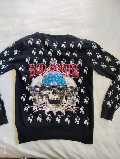 Vintage Y2K Siren Mall Goth Cherry Skull Sequin Cardigan