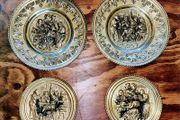 Set of 4 1960s brass wall plates