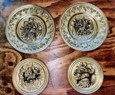 Set of 4 1960s brass wall plates