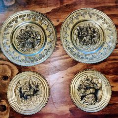 Set of 4 1960s brass wall plates