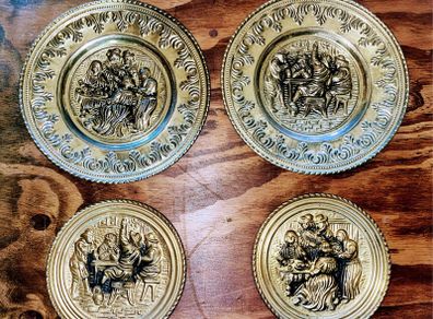 Set of 4 1960s brass wall plates