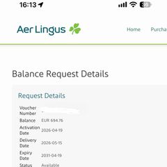 Aerlingus Voucher 694.76e exp 2031