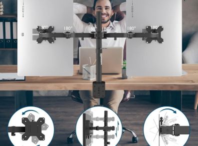 Dual Monitor Arm for 13-27 inch LCD LED PC Screens, Ergonomic Dual Monitor Stands for Desks, Height Adjustable Dual Monitor Desk Mount Tilt 90,Swivel 180 Rotate 360, VESA 75/100