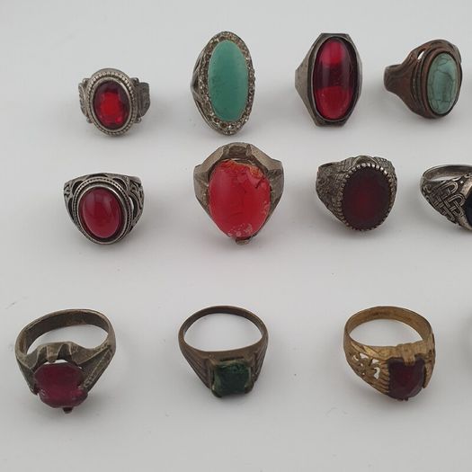 Heritage Antique Brass Jewellery Collection of 15 Mixed Rings