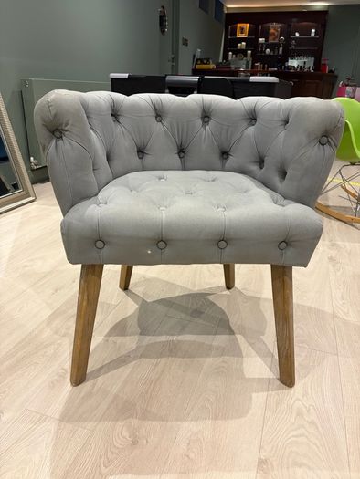 Grey Button-Tufted Accent Chair
