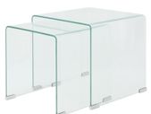 Two Piece Nesting Table Set Tempered Glass Clear