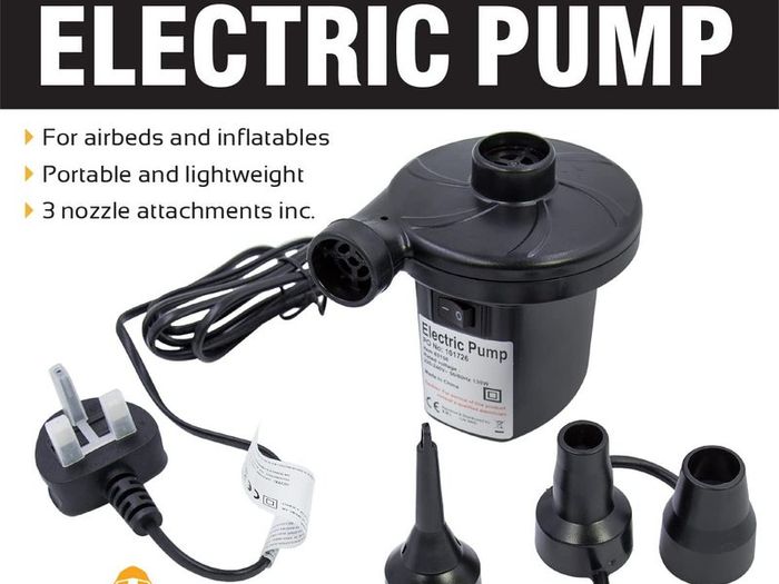 Electric Air Pump / Inflate Or Deflate Airbeds, Paddling Pools & Other Toys / AC240V-130W / Portable & Lightweight / Includes 3 Nozzles