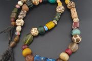 Vintage Mix Asian African Pumtek &amp; Glass Beads Necklace