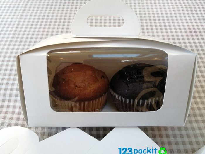 Lot of 10 Double White Cupcake boxes with clear window and tag perfect for muffins and cupcakes
