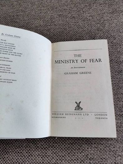 Graham Greene The Ministry of Fear 1950 hardback with dustcover in good condition with some signs of wear on the dustcover see photos FREE STANDARD POSTAGE INCLUDED