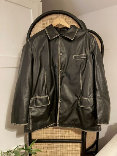 Heavy Distressed Faux Leather Jacket