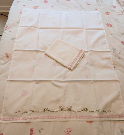 Hand-Embroidered Moses Basket Sheet  Traditional Madeira Embroidery 100% Cotton