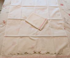 Hand-Embroidered Moses Basket Sheet  Traditional Madeira Embroidery 100% Cotton
