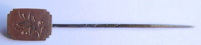 Victorian Gold Metal Antique Stick Pin with Gold Plated  Flower