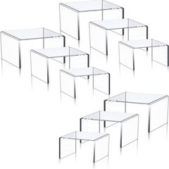 Set of 9 Clear Acrylic Display Risers Cupcakes Holder Sweet Stand Display Transparent Showcase Stands, Candy Bar Risers, Acrylic Lifts Display for Figures