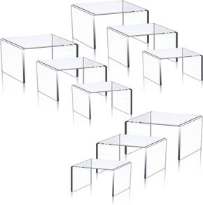 Set of 9 Clear Acrylic Display Risers Cupcakes Holder Sweet Stand Display Transparent Showcase Stands, Candy Bar Risers, Acrylic Lifts Display for Figures