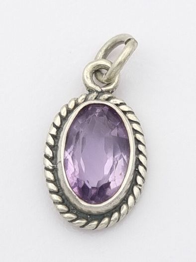 925 Vintage Sterling Silver Amethyst Pendant
