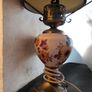 Vintage Amber Glass Hurricane Table Lamp Image 2
