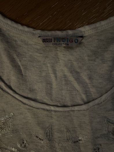 Indigo Dressy Stone long Vest Top Size 14