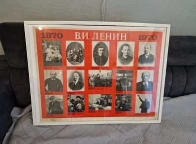 USSR POSTER 1969 "LENIN - 1870-1970" 100 years anniversary Original