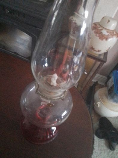 Cranberry glass VTG Oil lamp