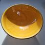 Vintage Ochre Yellow Ceramic Bowl Set with Silver and Gold Metal Rim Accent Image 10