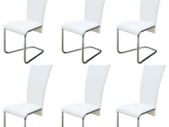 Cantilever Dining Chairs 6 pcs White Faux Leather