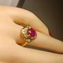 Gold Plated Sterling Silver Natural Ruby and Zircon Cluster Ring Image 5
