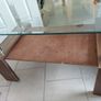 Glass Coffee Table with Timber Shelf, 109cm long x 60cm  wide x 56cm high Image 2