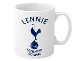 Tottenham Hotspur F.C. Personalised Mug. Unique Customised Present. White Ceramic Cup with Club Badge, Add Name for Football Supporter Fan