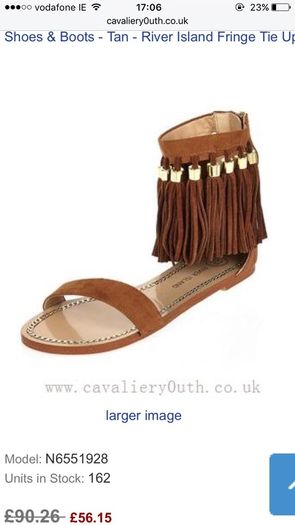 River Island leather fringe zip sandal new in box