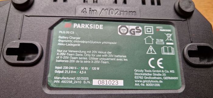 Parkside Battery and charger