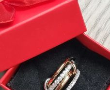 Gold and silver ring in gift box