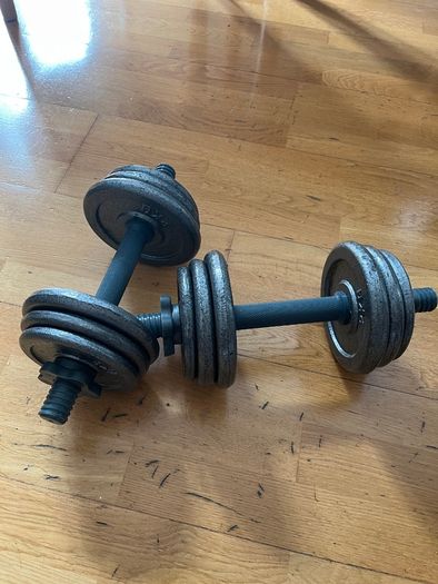 2 x 10kg cast iron dumbbell set