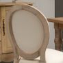 Set of 2 French Style Upholstered Dining Chairs, Cream Linen-Touch Fabric with Backrest, Natural Wood Frame Image 3