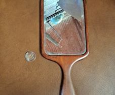 Vintage Art Deco Wooden Hand Mirror