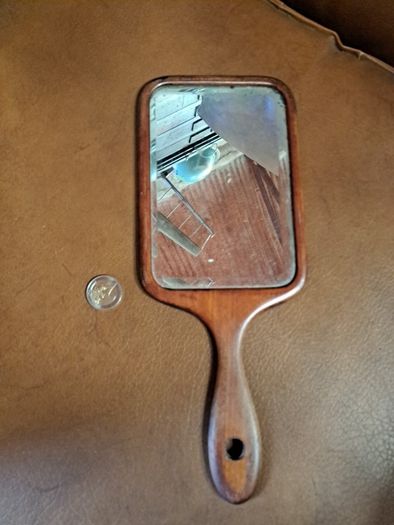 Vintage Art Deco Wooden Hand Mirror