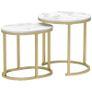 Marble-Effect Nest of Tables - Gold Tone/White Image 7