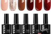 MEFA Gel Nail Polish Set, 6 Colors - Red, Brown, Nude, Glitter - UV Gel