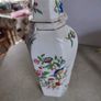 Rare find  Price 25.00 e Vintage Aynsley Pembroke Hexagonal Ginger Jar Birds Floral Gold Trim Made In England Collectible Home Decor Gold Trim Jar w Lid Image 3