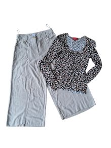 Sonder linen-blend wide-leg palazzo outfit Size 8