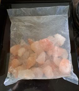 Bag of himalayan salt crystals
